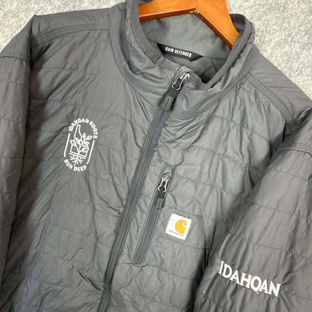 Carhartt Jacket Mens 2XL Gray Rain Defender OJ2208-M Relaxed Fit Idahoan Puffer